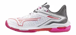 Chaussures De Tennis Mizuno Femme Wave Exceed Tour 6 CC Blanc Rouge Radiant Ombre Silencieuse