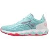 Chaussures De Tennis Mizuno Femme Wave Enforce Tour CC Tanager Turquoise Fiery Coral 2 Blanc